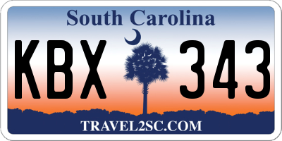 SC license plate KBX343
