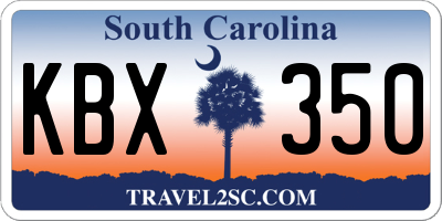 SC license plate KBX350