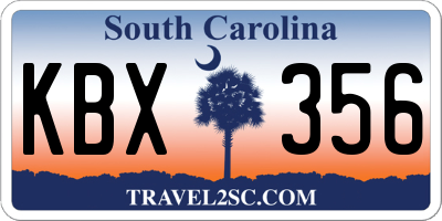 SC license plate KBX356