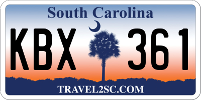 SC license plate KBX361