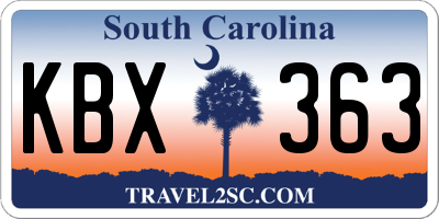SC license plate KBX363