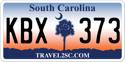 SC license plate KBX373
