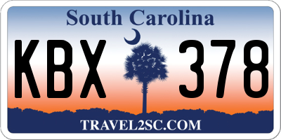 SC license plate KBX378