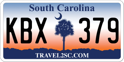 SC license plate KBX379