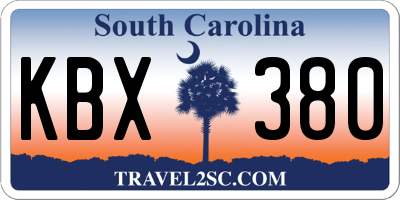 SC license plate KBX380