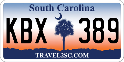 SC license plate KBX389