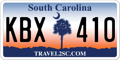 SC license plate KBX410