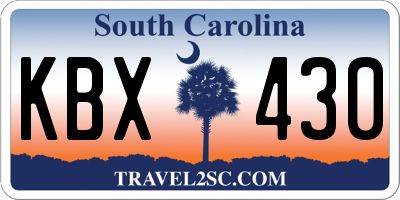 SC license plate KBX430