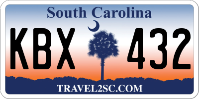 SC license plate KBX432