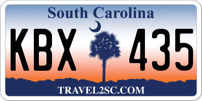 SC license plate KBX435