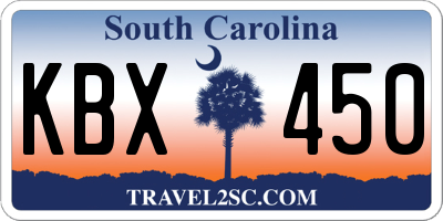 SC license plate KBX450