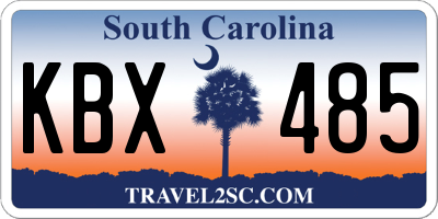 SC license plate KBX485
