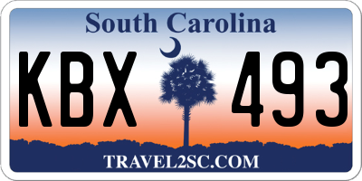 SC license plate KBX493