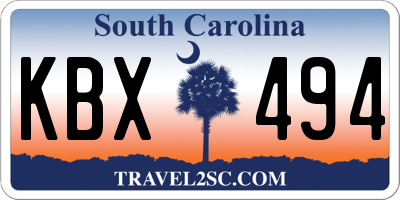 SC license plate KBX494