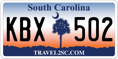 SC license plate KBX502