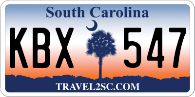 SC license plate KBX547