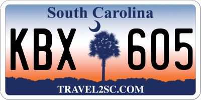 SC license plate KBX605