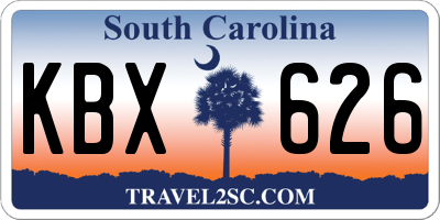 SC license plate KBX626