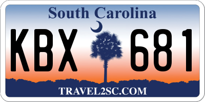 SC license plate KBX681