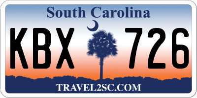 SC license plate KBX726