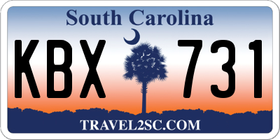 SC license plate KBX731