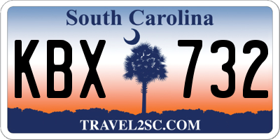 SC license plate KBX732