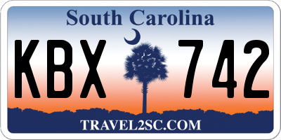 SC license plate KBX742