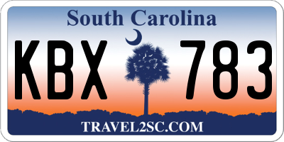 SC license plate KBX783