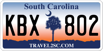 SC license plate KBX802