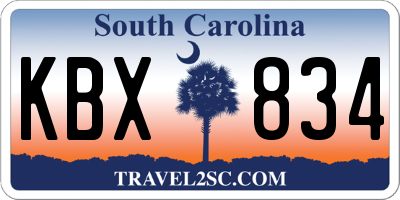 SC license plate KBX834
