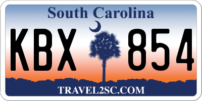 SC license plate KBX854