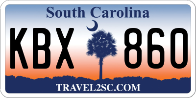 SC license plate KBX860