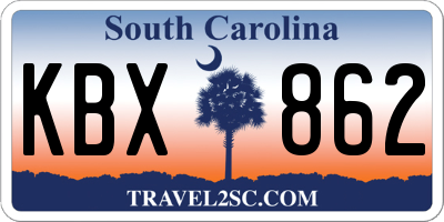 SC license plate KBX862