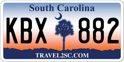 SC license plate KBX882