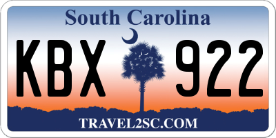 SC license plate KBX922