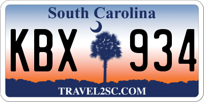 SC license plate KBX934
