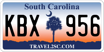 SC license plate KBX956