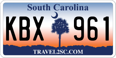 SC license plate KBX961