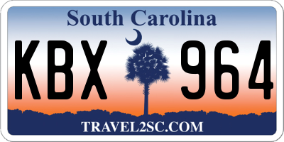 SC license plate KBX964