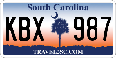 SC license plate KBX987