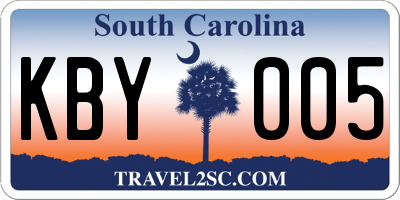 SC license plate KBY005