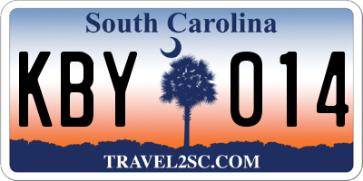 SC license plate KBY014