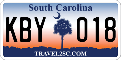 SC license plate KBY018