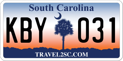 SC license plate KBY031