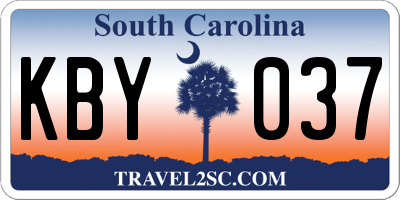 SC license plate KBY037