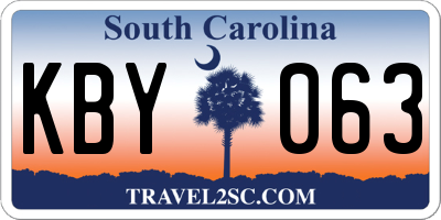 SC license plate KBY063