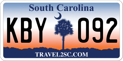 SC license plate KBY092
