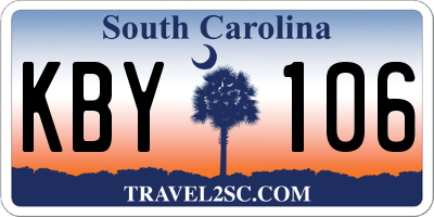 SC license plate KBY106