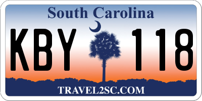 SC license plate KBY118