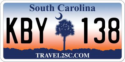SC license plate KBY138